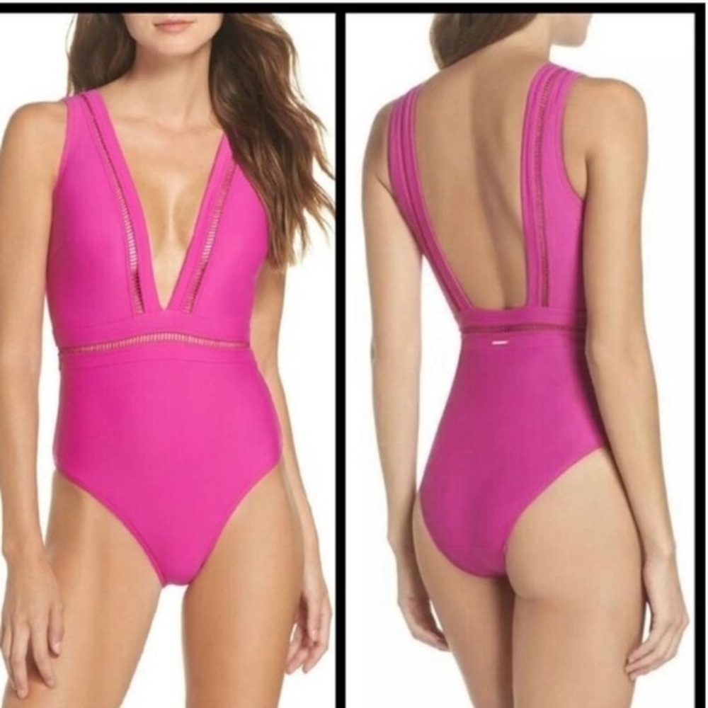 Ted Baker Starza Pointelle Deep V One-piece Swimsuit